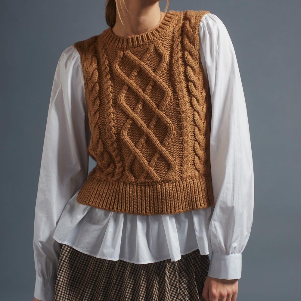 By Anthropologie Sweater Vest & Blouse Layered Top